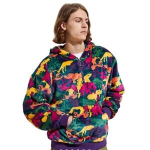 Urban Outfitter FairPlay Patterned Polar Fleece Half-Zip Hoodie Sweatshirt sz M